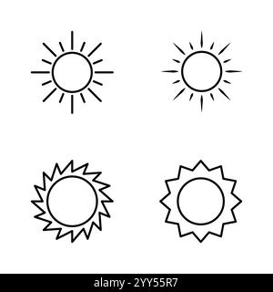 Sun icon set isolated on white background Stock Vector