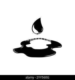 Oil drop icon isolated on white background. Oil puddle for web site, backdrop and logo template. Flat icon for poster, placard and banner. Creative ar Stock Vector