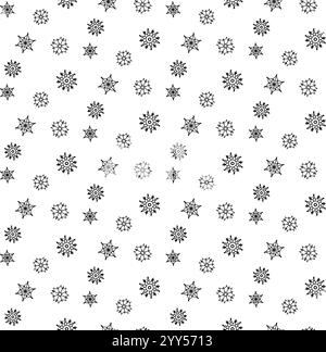 Cute Background Clipart of Snowflake seamless Pattern. Vector graphic line illustration Stock Vector