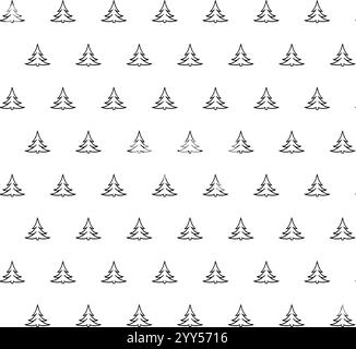pine tree graphic line art vector white background eps file seamless pattern Stock Vector