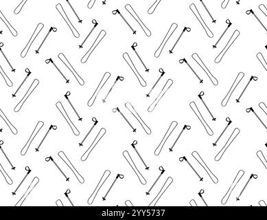 Ski pattern seamless. graphic line vector background. Skiing texture. Vector ornament Stock Vector
