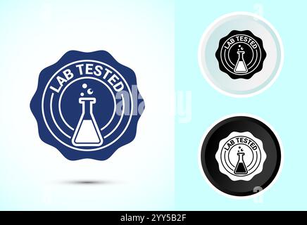 Lab tested icon. Laboratory testing product quality certificate symbol,  Clinically certified Stock Vector