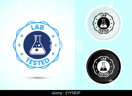 Lab tested icon. Laboratory testing product quality certificate symbol,  Clinically certified Stock Vector