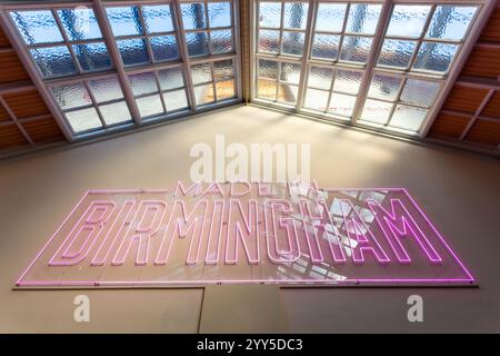 Interior sign showing Made in Birmingham in pink neon light, 2024 Stock Photo