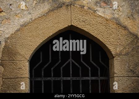 the upper part of the gate made of iron Stock Photo