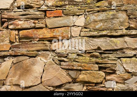 Striped and rectangular stone wall pattern, texture. Horizontal photo. background and mapping Stock Photo