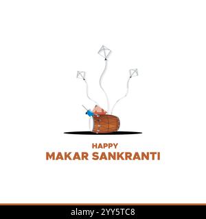 Happy Makar Sankranti Creative Social Media Post, Web Banner, Greeting, Print Stock Vector