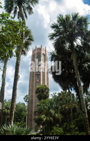 Bok Tower Garden seen through palm trees. Stock Photo