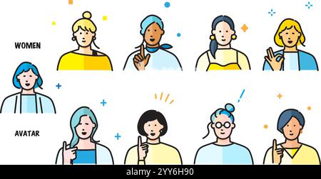 Business Person - Female Abutter Set - Stylish Icon Set Simple Vector Material Stock Vector