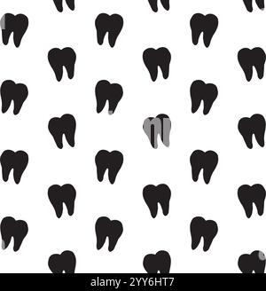 Vector seamless pattern of hand drawn doodle tooth silhouette isolated on white background Stock Vector