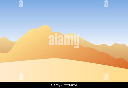 Vector colored flat landscape with sand and mountains Stock Vector