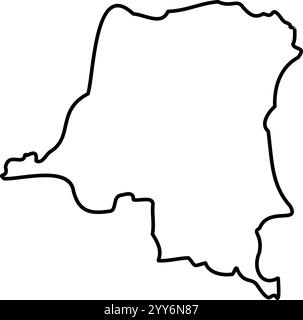 Democratic Republic of the Congo - solid black outline border map of ...