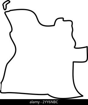 Angola - solid black outline border map of country area. Simple flat ...