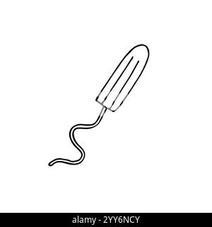 Vector hand drawn doodle sketch menstrual tampon isolated on white background Stock Vector