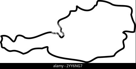 Austria - solid black outline border map of country area. Simple flat vector illustration. Stock Vector