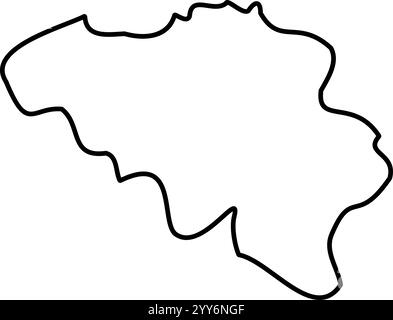 Belgium - solid black outline border map of country area. Simple flat ...