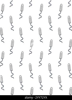 Vector seamless pattern of colored hand drawn doodle sketch menstrual tampon isolated on white background Stock Vector