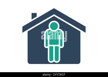 Shelter icon. solid icon style. house with people. icon related to donation and charity. donation elements vector illustration Stock Vector