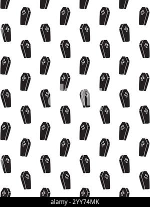 Vector seamless pattern of hand drawn doodle sketch black coffin isolated on white background Stock Vector