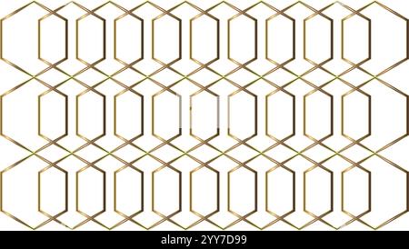 Golden color background with hexagon pattern on white Stock Vector