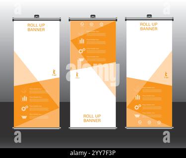 Roll up banner design, Roll up brochure flyer banner design template vector, abstract background, modern x-banner, rectangle size. Stock Vector