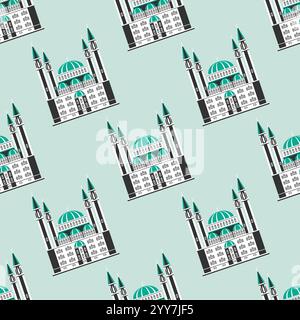 Seamless pattern with muslim mosque. Vector illustration. Stock Vector