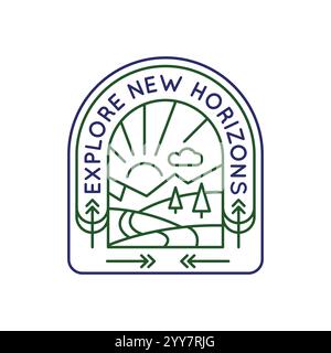 Simple Logo with Explore New Horizons icon Stock Vector