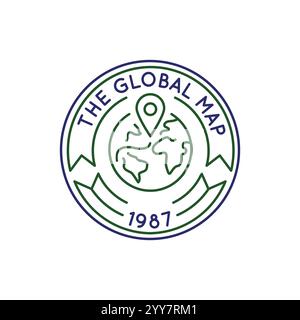 Simple Logo with Global Map icon Stock Vector