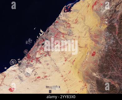 Dubai from the Space. Stock Photo
