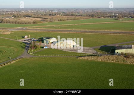 Aerial view of Old Buckenham airfield, Norfolk, UK Stock Photo