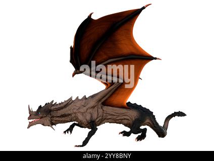 3D rendering of a fantasy dragon isolated on white background Stock ...