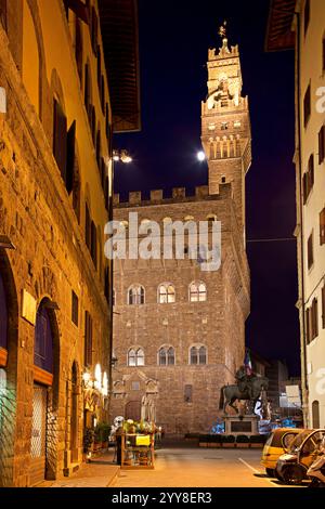 Palazzo Vecchio in Firenze (Tuscany, Italy) at night Stock Photo