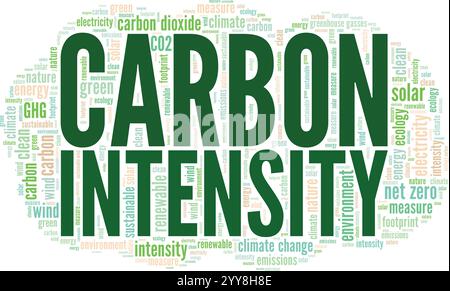 Carbon Intensity word cloud conceptual design isolated on white background. Stock Vector