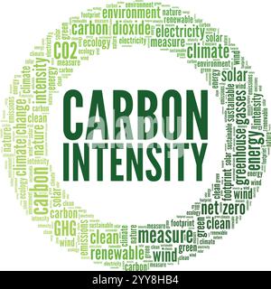 Carbon Intensity word cloud conceptual design isolated on white background. Stock Vector