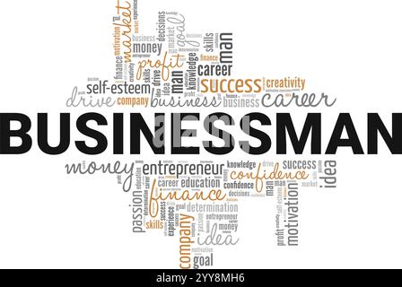 Businessman word cloud conceptual design isolated on white background. Stock Vector