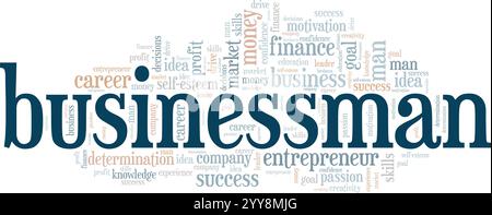 Businessman word cloud conceptual design isolated on white background. Stock Vector