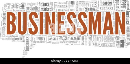 Businessman word cloud conceptual design isolated on white background. Stock Vector