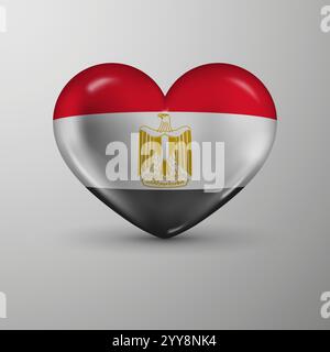 3d heart background with flag of Egypt. An element of impact for the use you want to make of it. Stock Vector