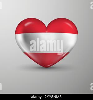 3d heart background with flag of Austria. An element of impact for the use you want to make of it. Stock Vector