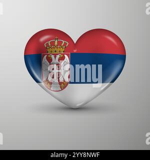 3d heart background with flag of Serbia. An element of impact for the use you want to make of it. Stock Vector