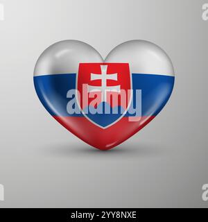 3d heart background with flag of Slovakia. An element of impact for the use you want to make of it. Stock Vector