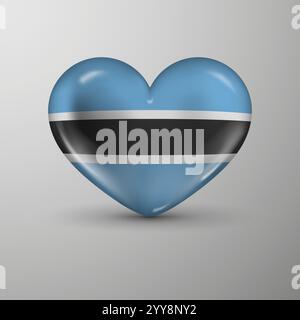 3d heart background with flag of Botswana. An element of impact for the use you want to make of it. Stock Vector