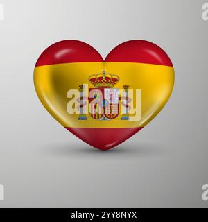 3d heart background with flag of Spain. An element of impact for the use you want to make of it. Stock Vector