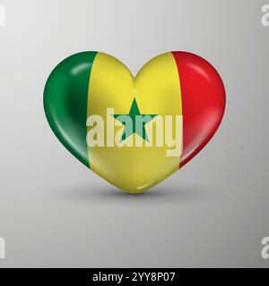 3d heart background with flag of Senegal. An element of impact for the use you want to make of it. Stock Vector