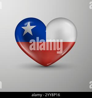 3d heart background with flag of Chile. An element of impact for the use you want to make of it. Stock Vector