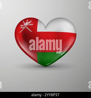 3d heart background with flag of Oman. An element of impact for the use you want to make of it. Stock Vector
