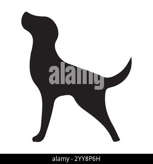 Dog silhouette icon, Vector silhouette of a dog on a white background. dog black image easy color change. Stock Vector