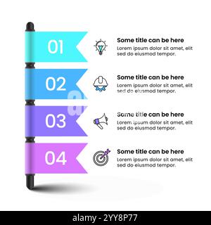 Infographic template with icons and 4 options or steps. Flags. Can be used for workflow layout, diagram, banner, webdesign. Vector illustration Stock Vector