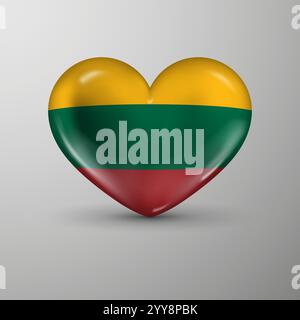 3d heart background with flag of Lithuania. An element of impact for the use you want to make of it. Stock Vector