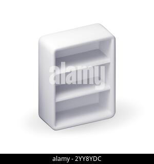 3D Empty white storage shelves isolated Stock Vector